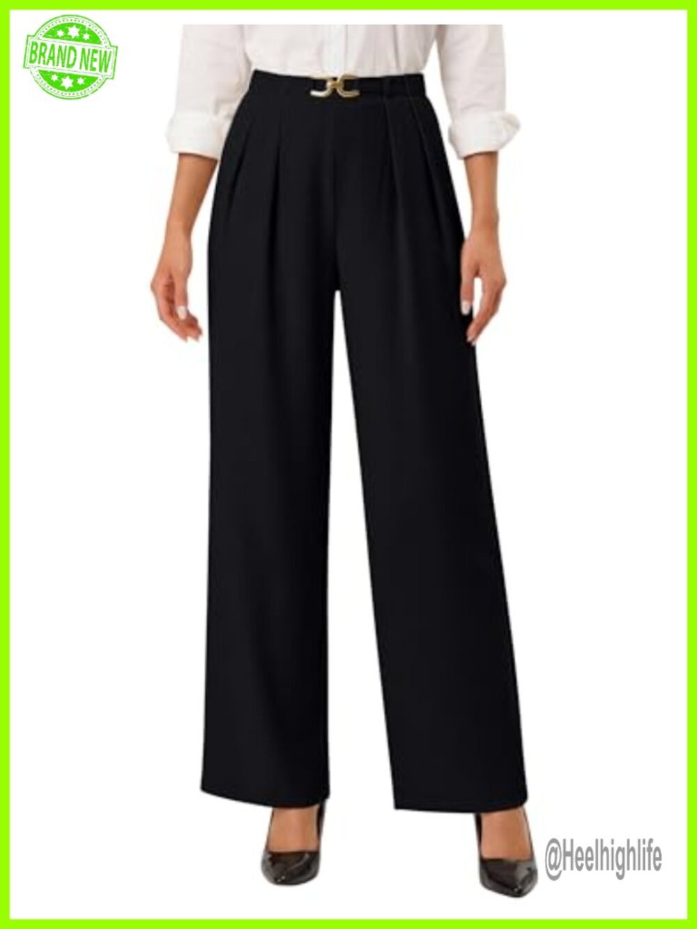 Wide Leg Dress Pants High Waisted Business Casual Trousers with Pockets
